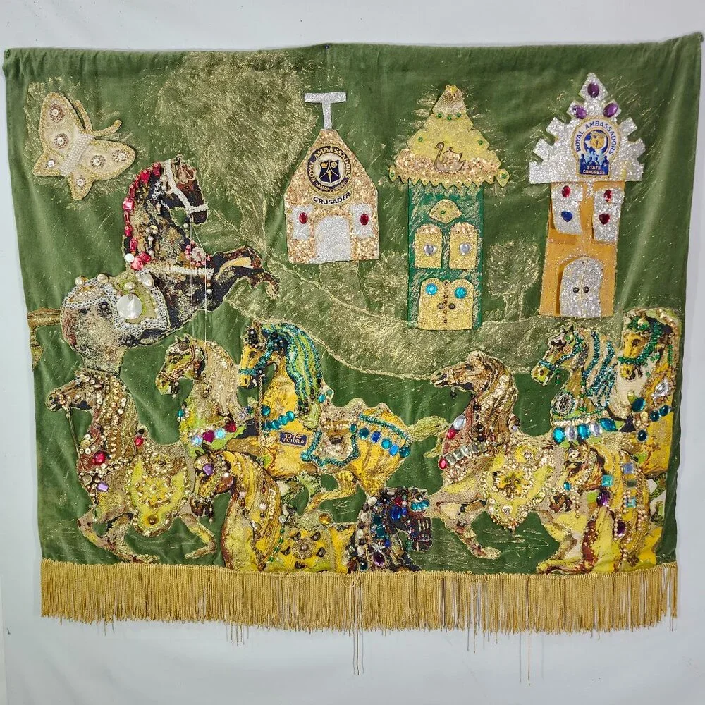 1974 Royal Ambassador Crusader Congress Patch Adorned Horse Tapestry Victoria TX